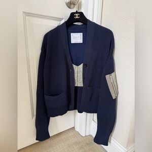 Sacai Navy Blue Cardigan Sweater size 1